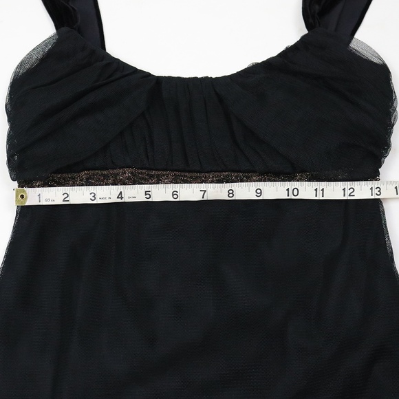 Vera Wang Women's Size 4 Black Empire Waist Mesh Tulle Overlay Goth Witch Beaded - Picture 10 of 14